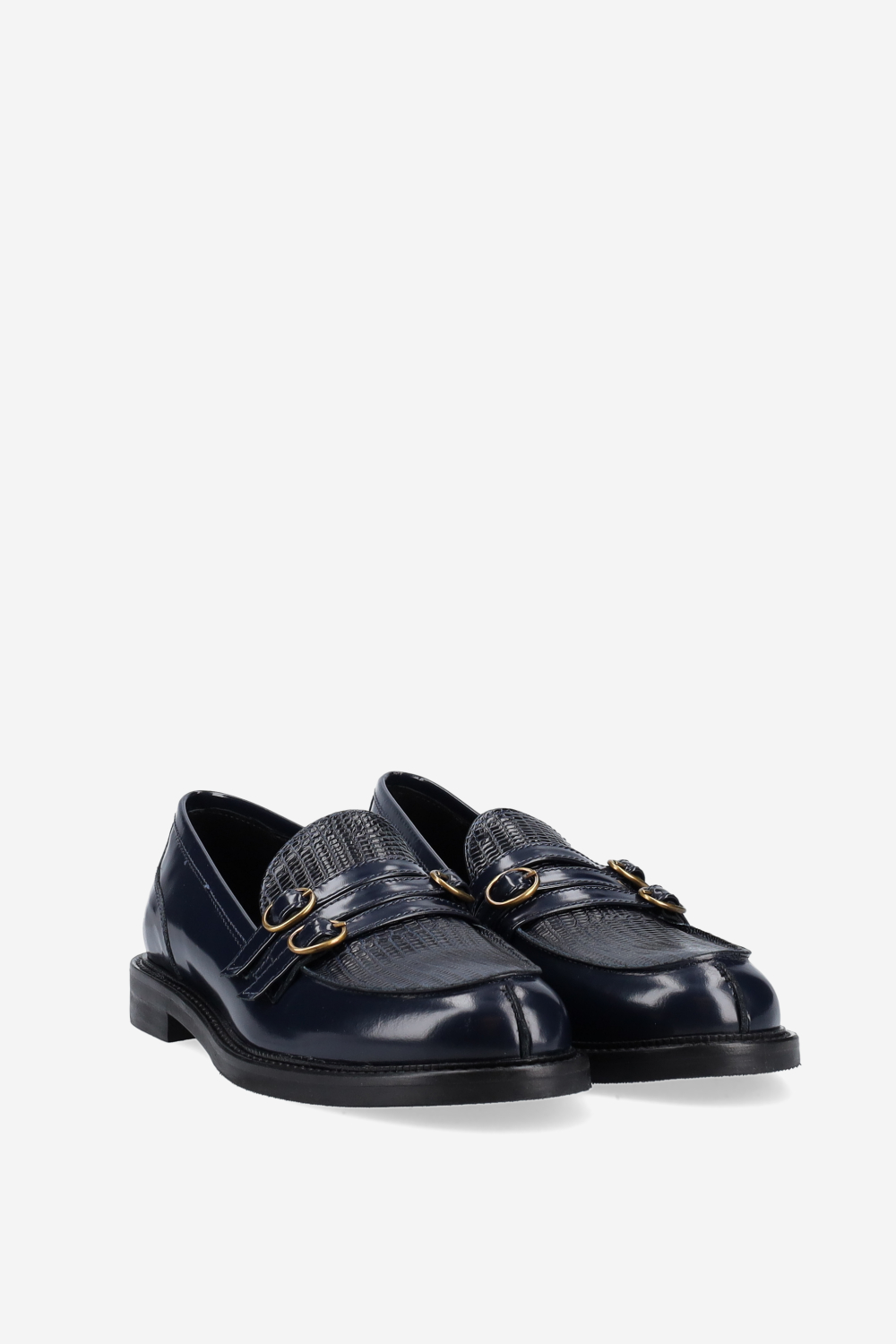 Buckled leather loafers