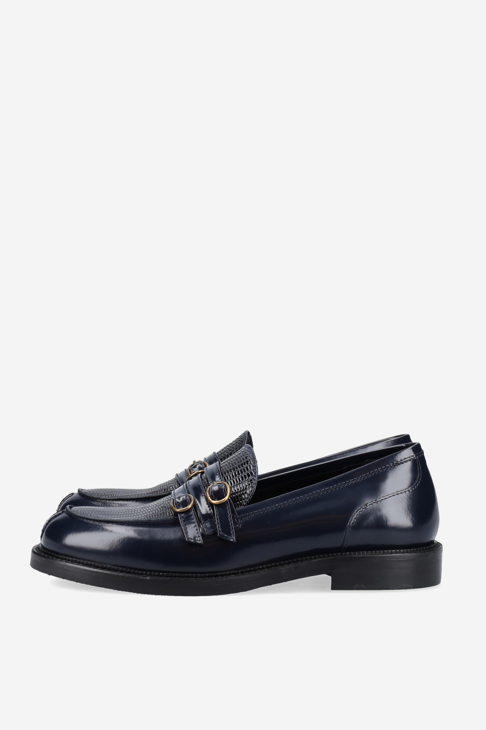 Buckled leather loafers