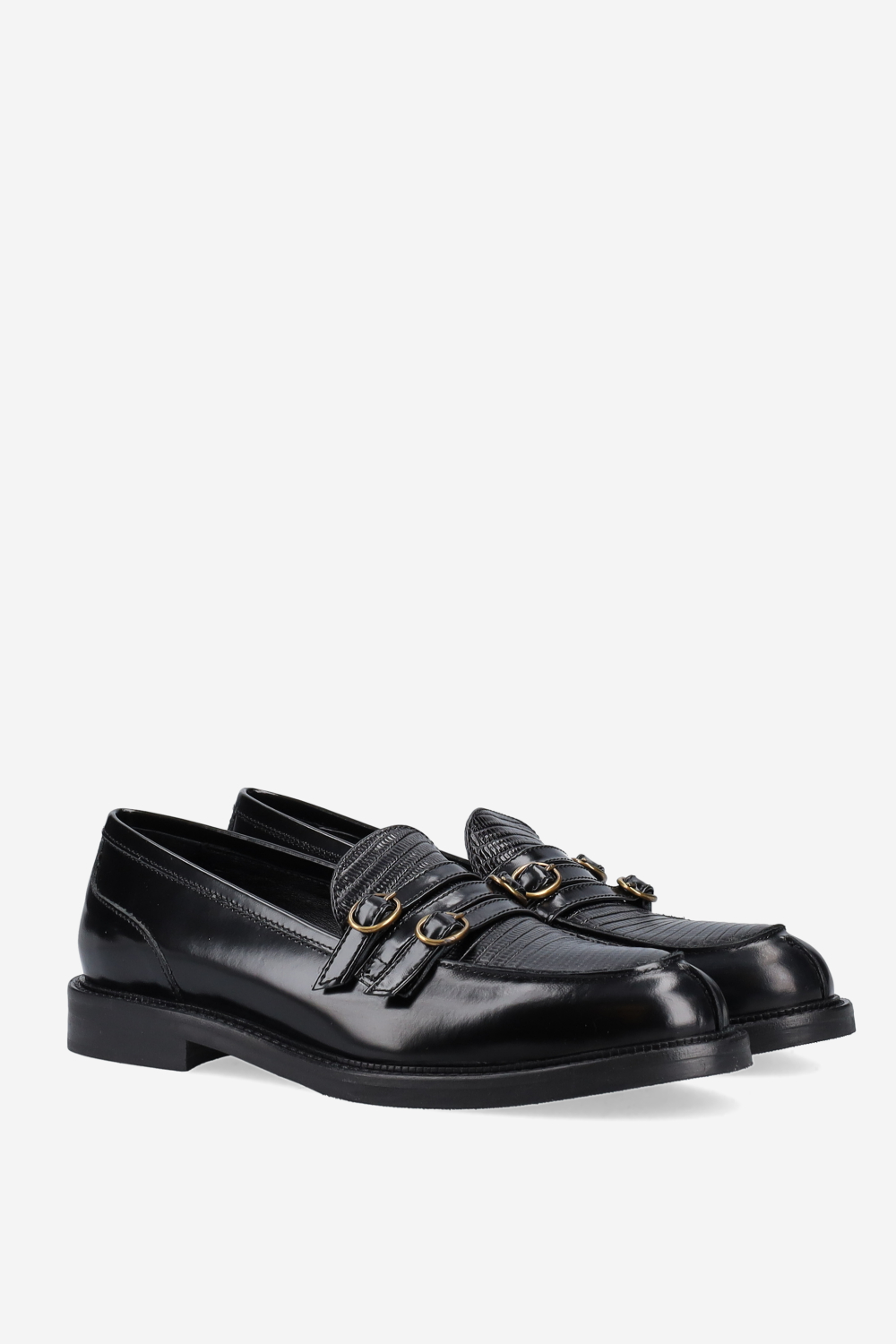 Buckled leather loafers