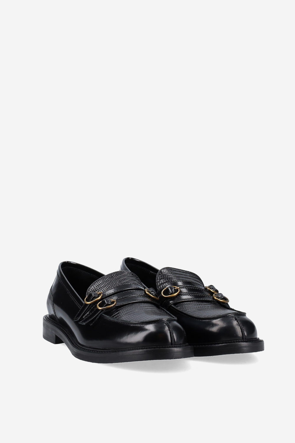Buckled leather loafers