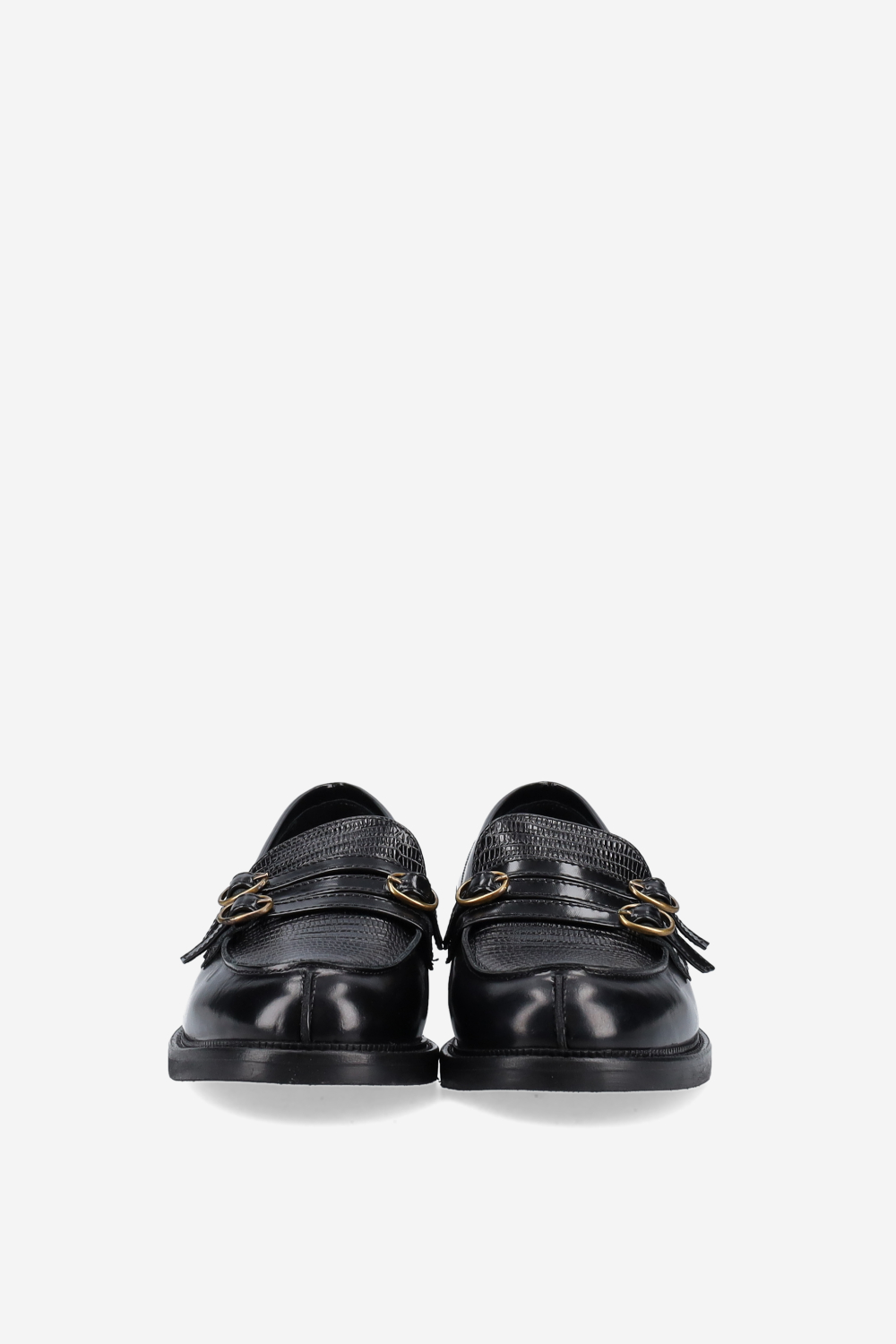 Buckled leather loafers