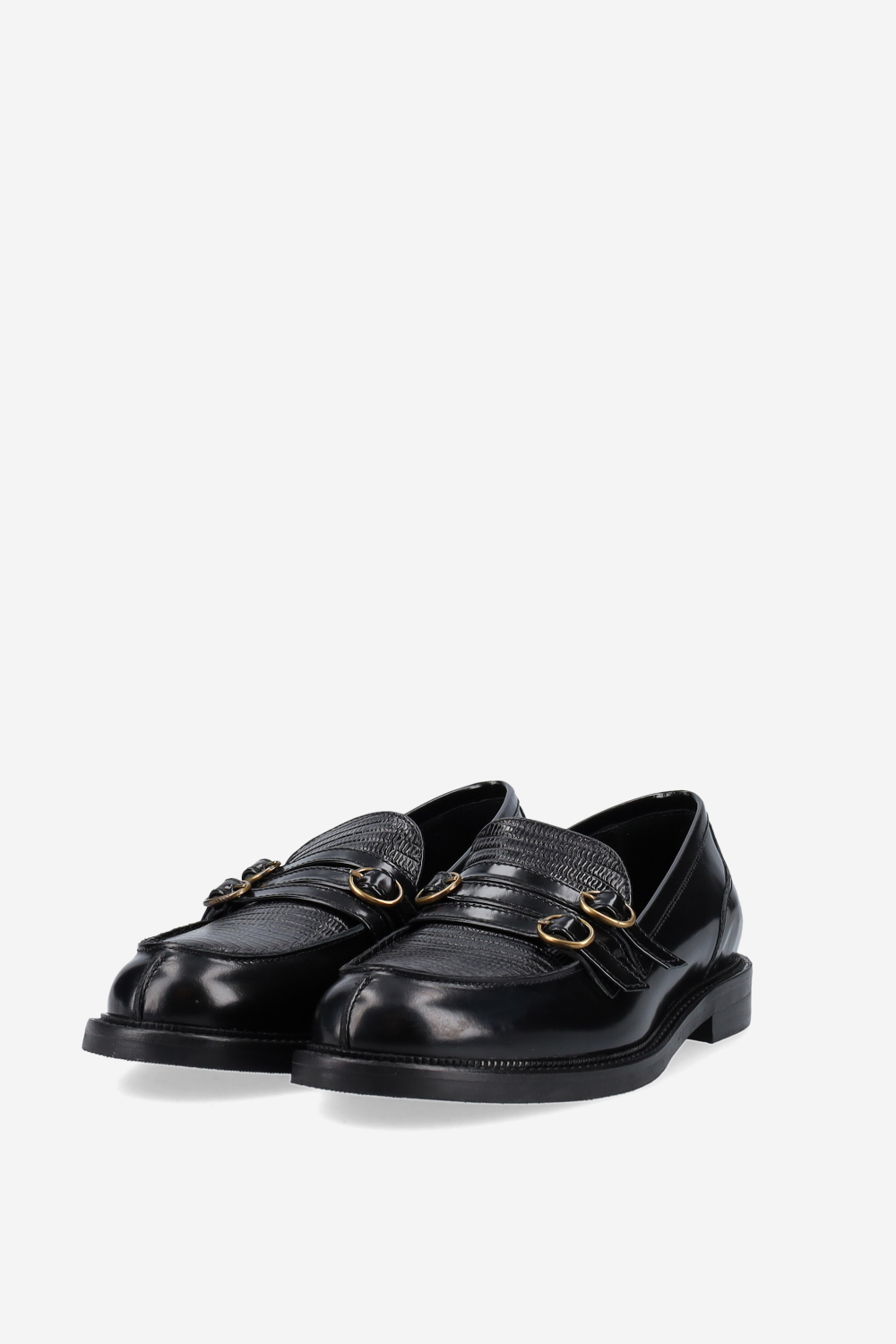 Buckled leather loafers