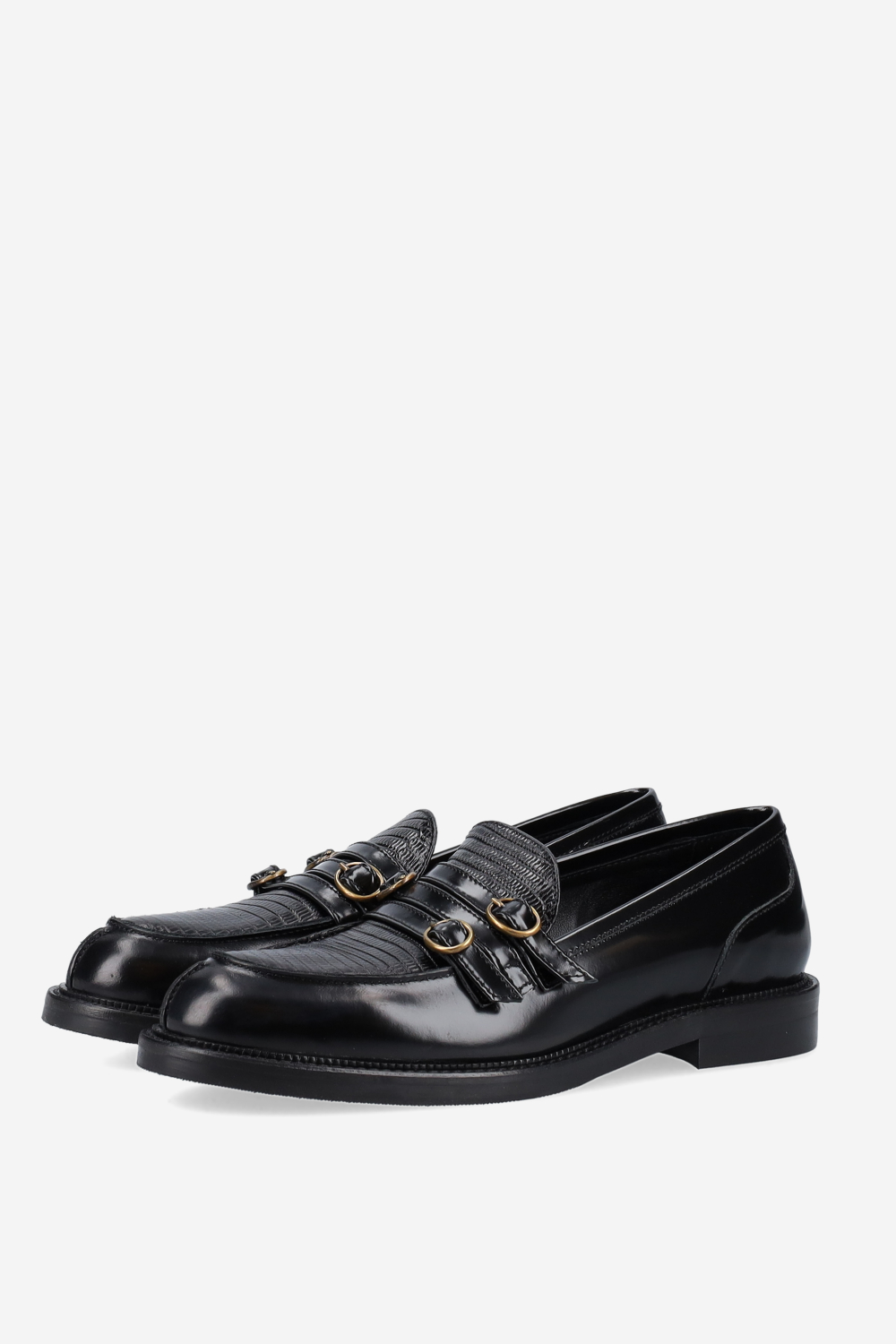 Buckled leather loafers