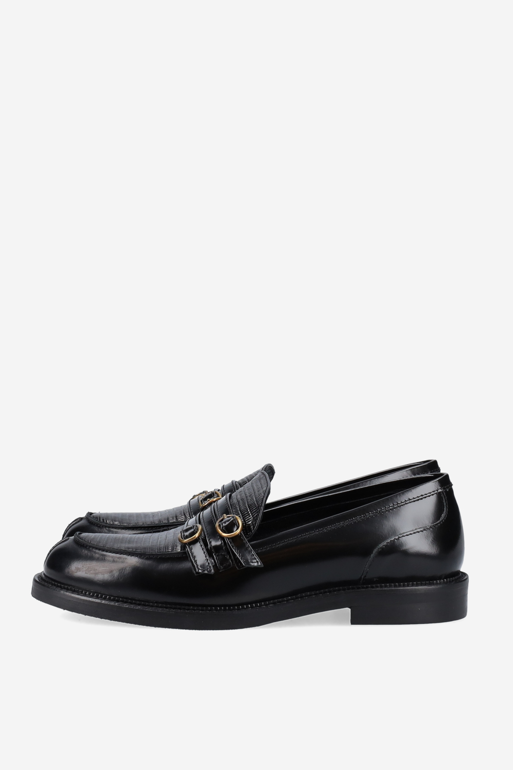Buckled leather loafers