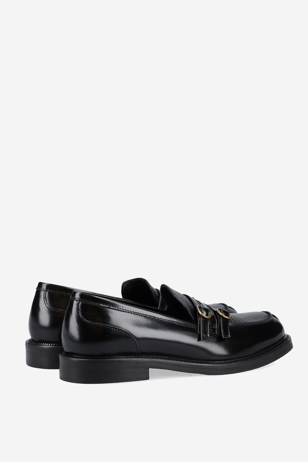 Buckled leather loafers