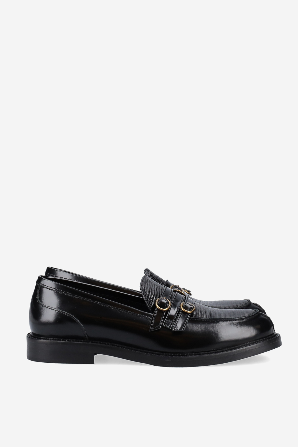 Buckled leather loafers