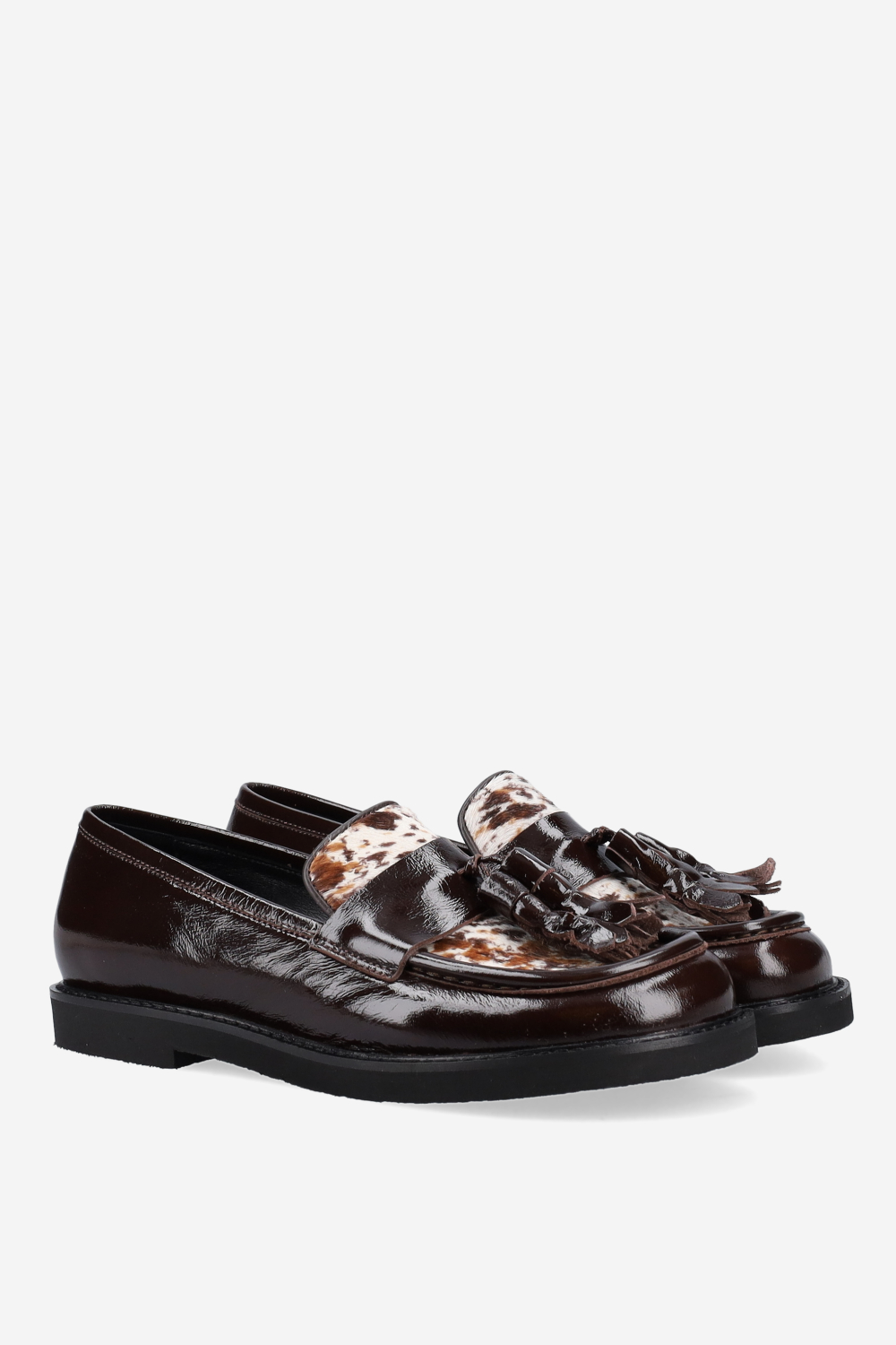 Patent leather tassel loafers