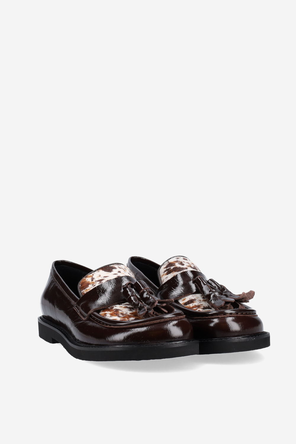 Patent leather tassel loafers