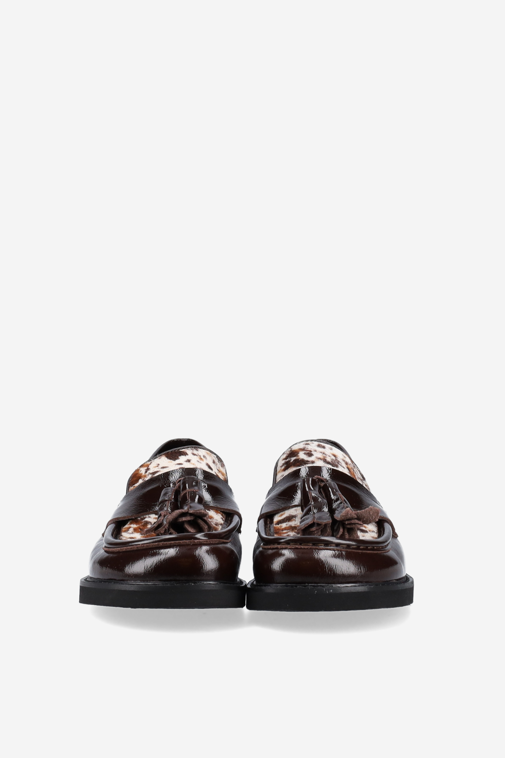 Patent leather tassel loafers