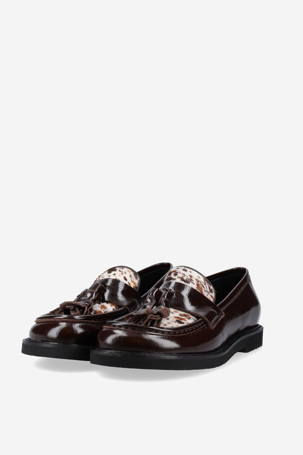 Patent leather tassel loafers