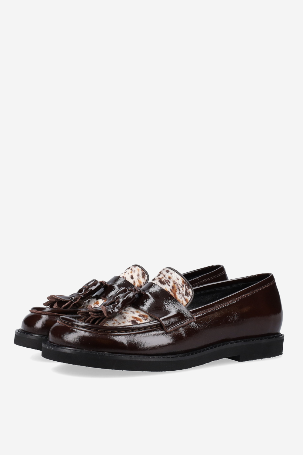 Patent leather tassel loafers