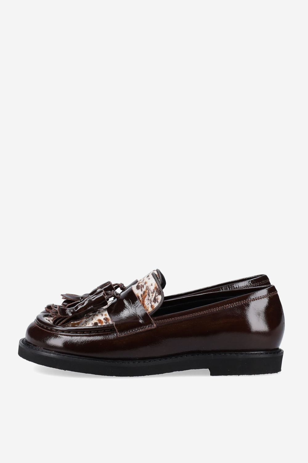 Patent leather tassel loafers