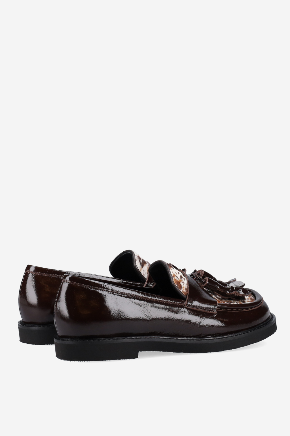 Patent leather tassel loafers