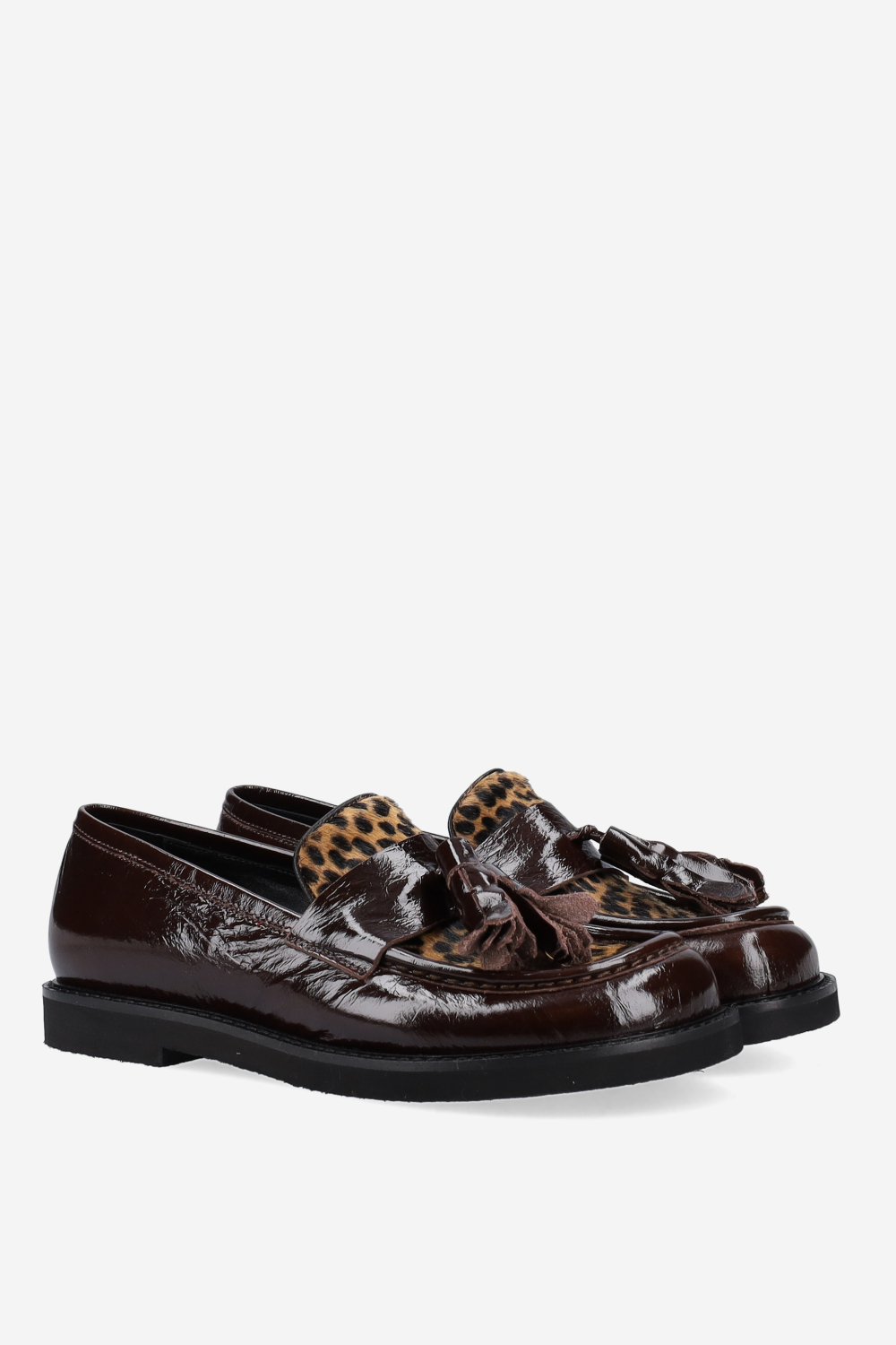 Patent leather tassel loafers