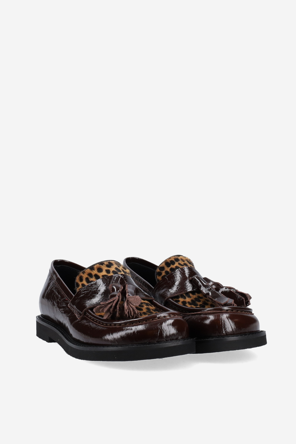 Patent leather tassel loafers