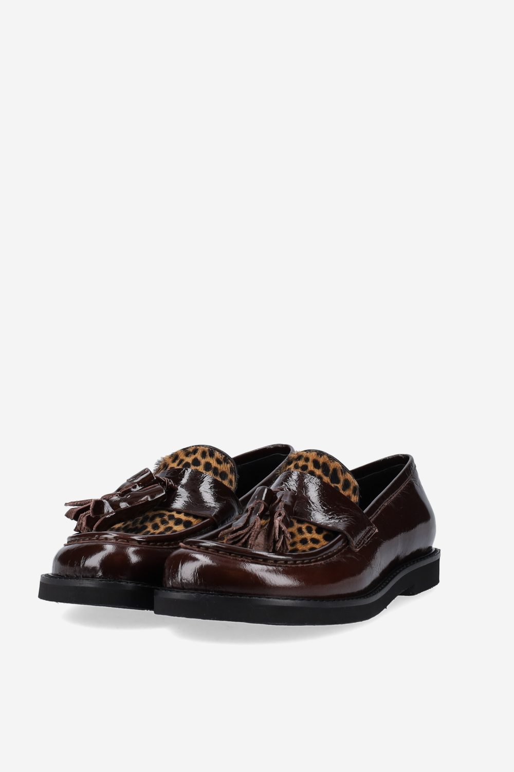 Patent leather tassel loafers