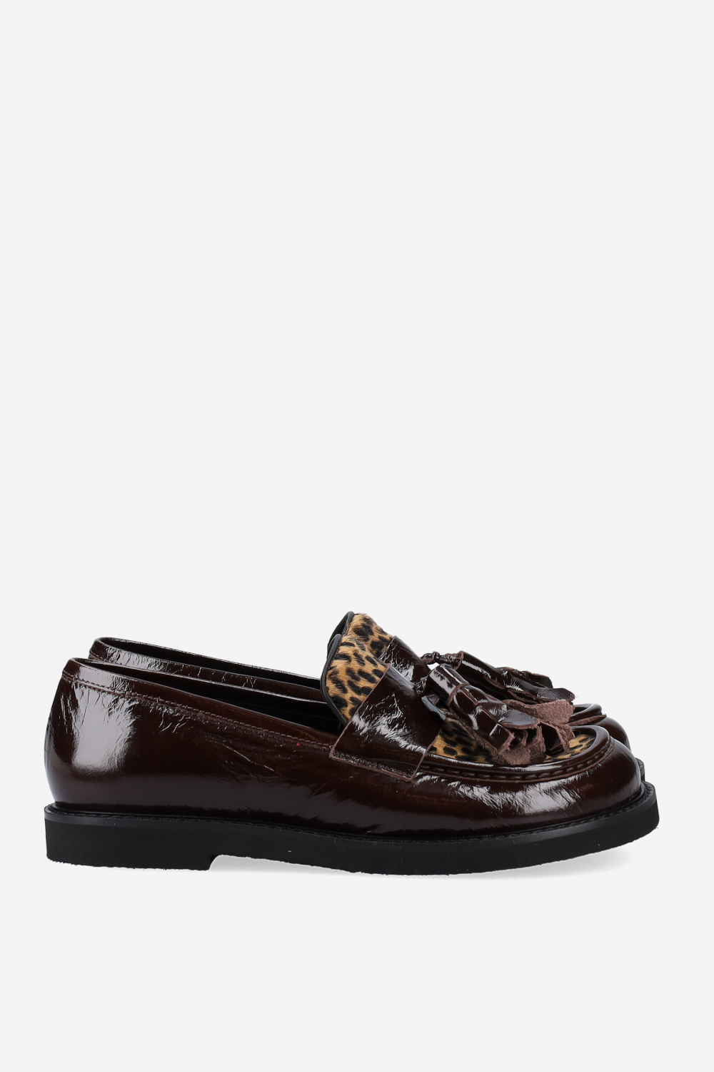 Patent leather tassel loafers