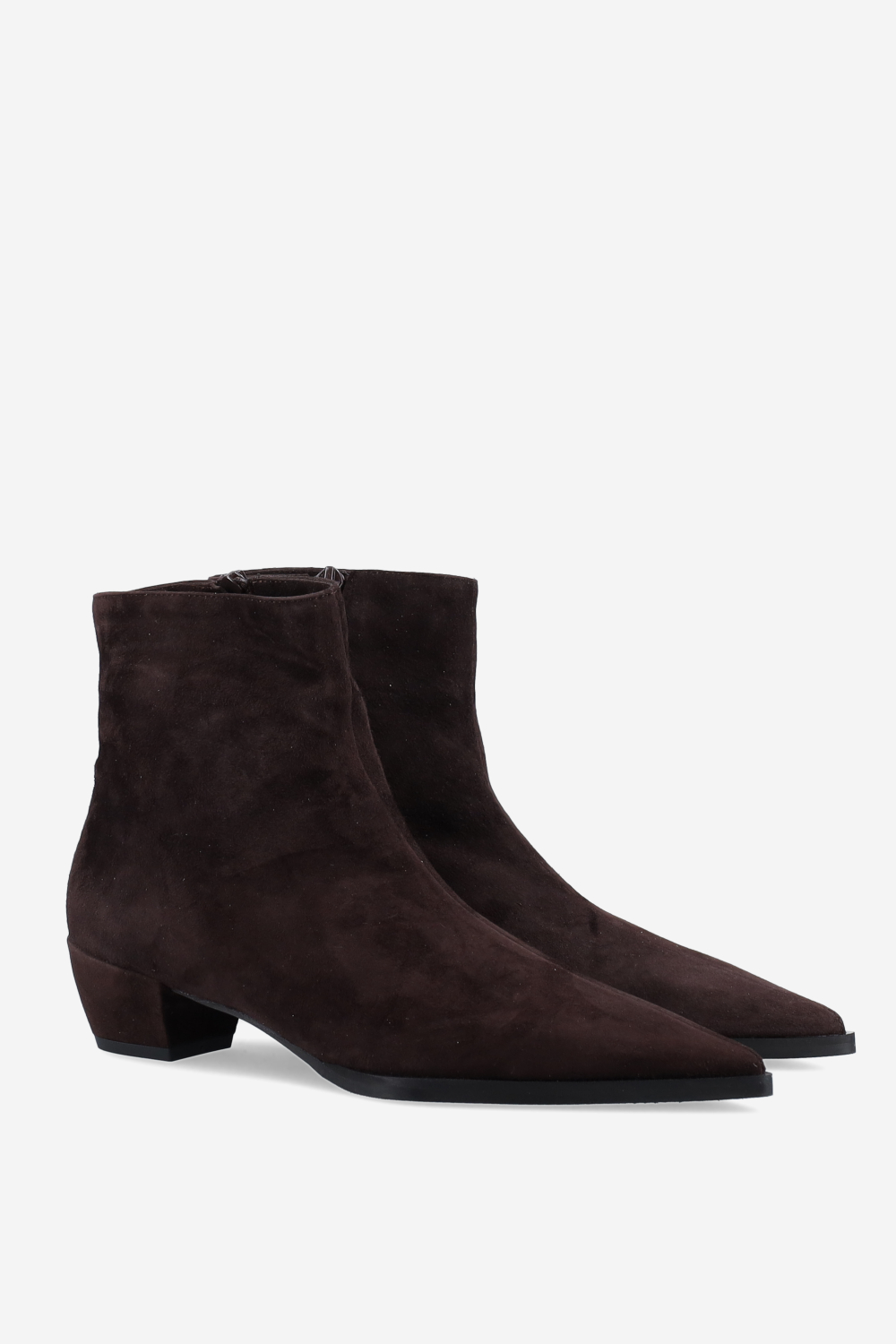 Pointed-toe suede ankle boots