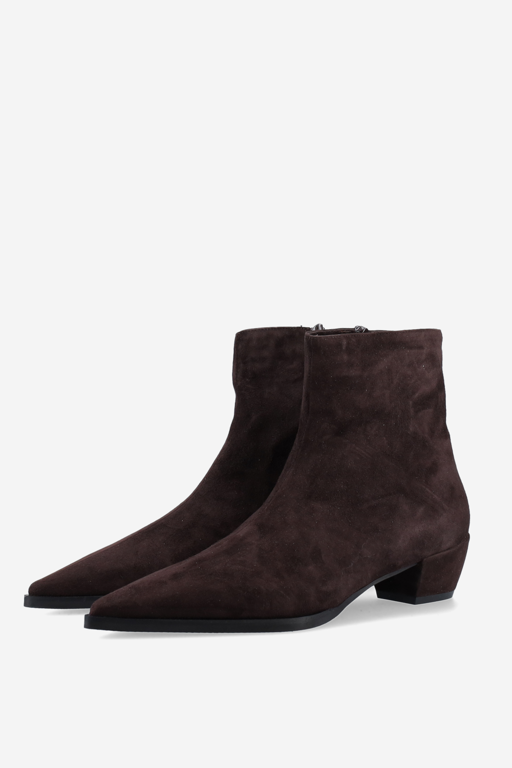 Pointed-toe suede ankle boots