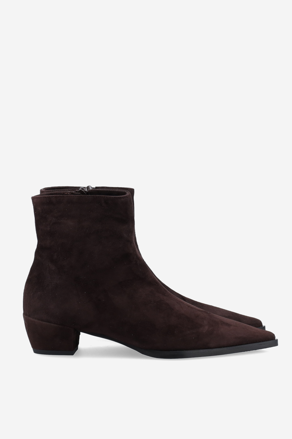 Pointed-toe suede ankle boots