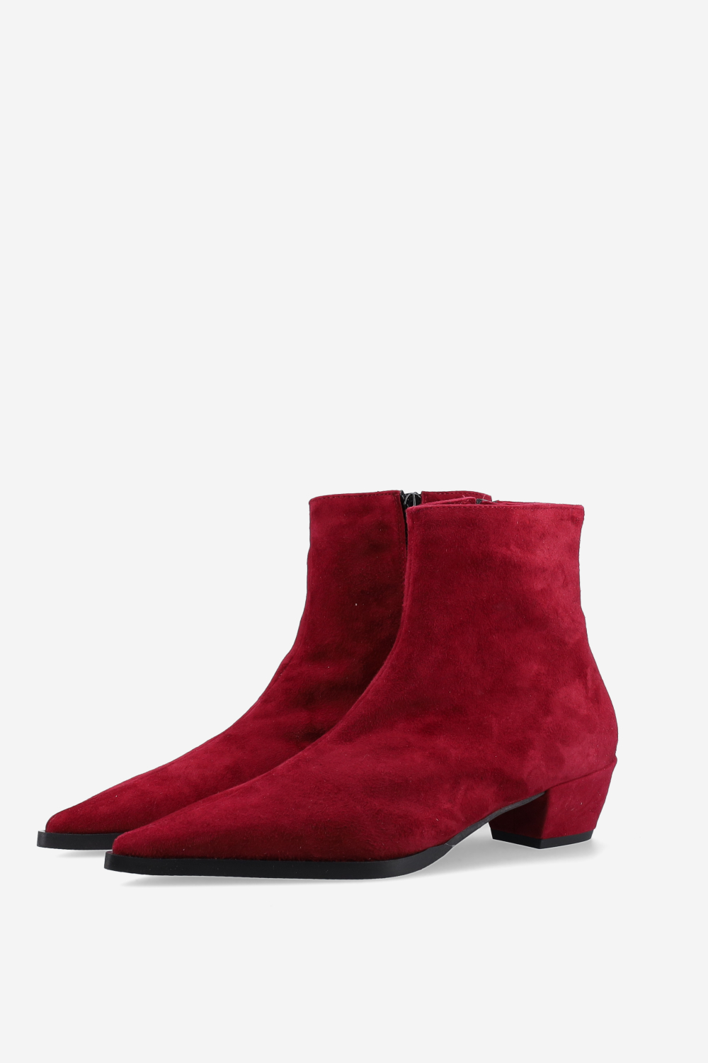Pointed-toe suede ankle boots