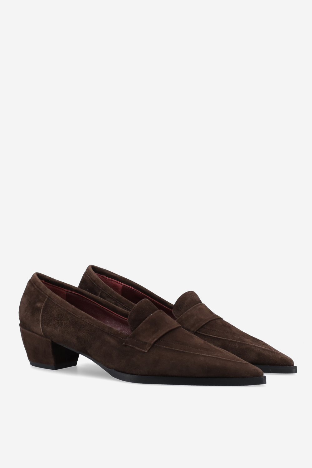Pointed-toe suede heels