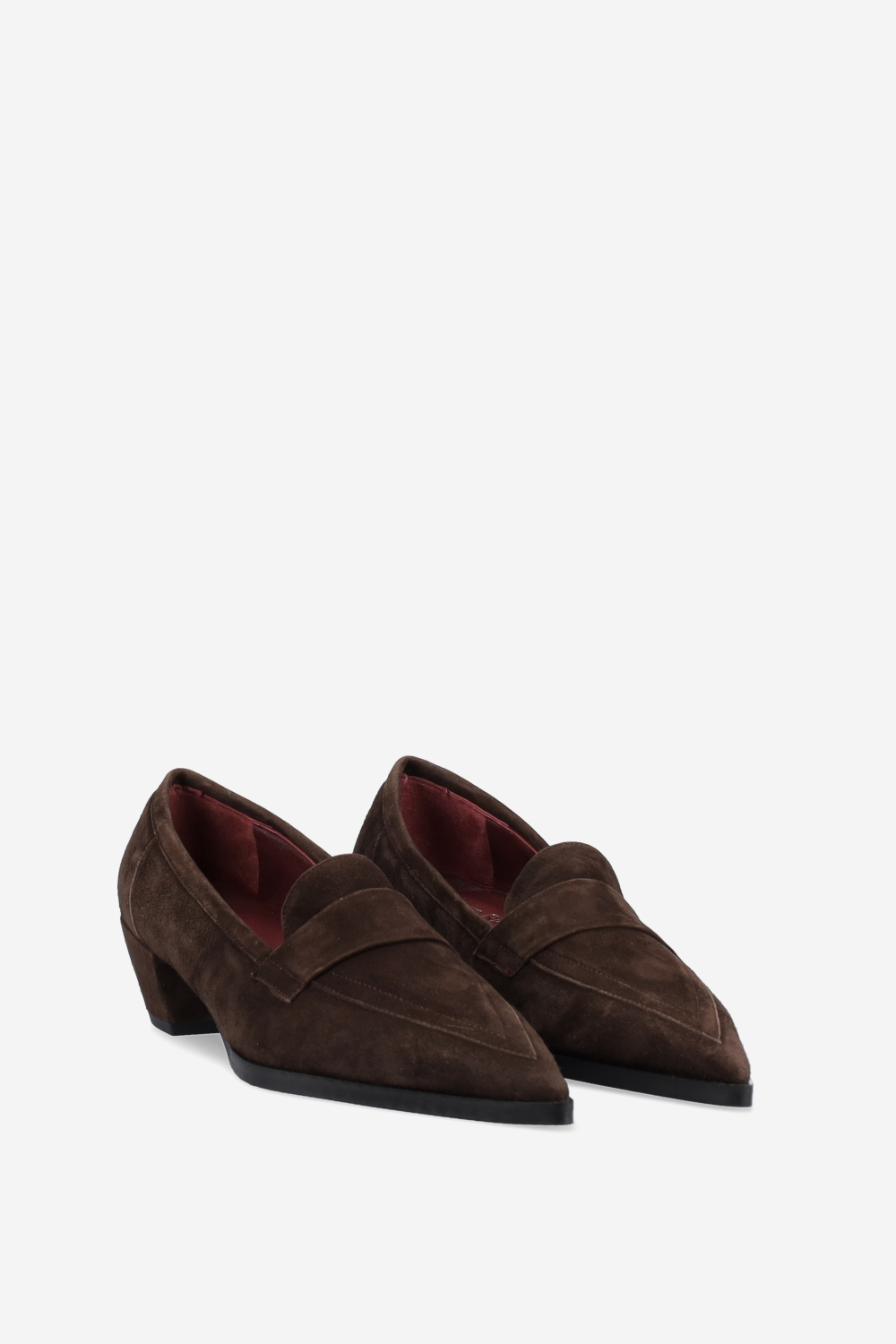 Pointed-toe suede heels