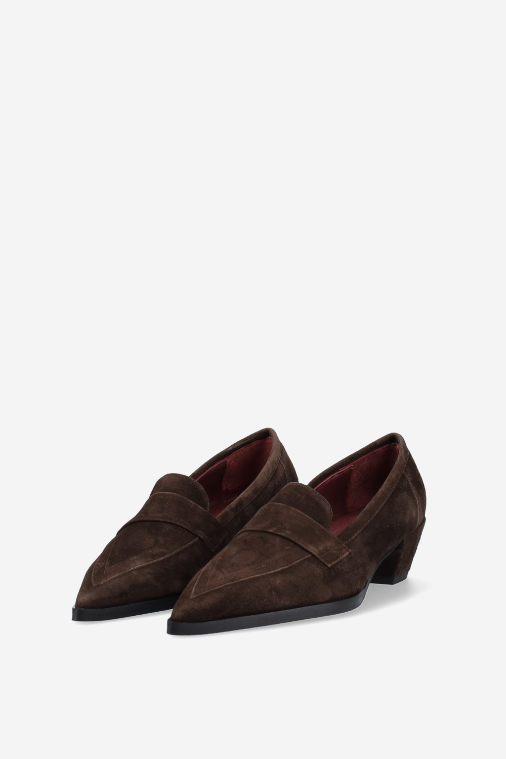 Pointed-toe suede heels
