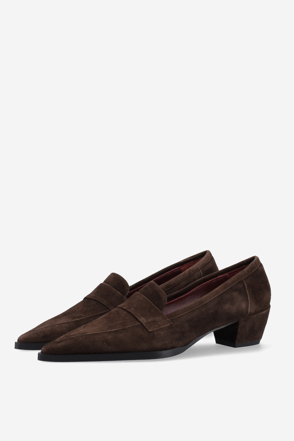 Pointed-toe suede heels