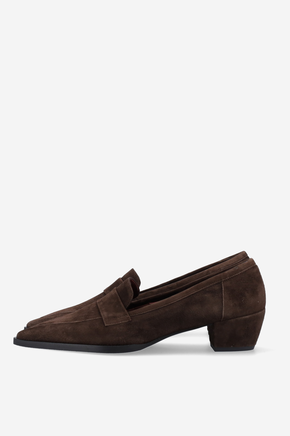 Pointed-toe suede heels