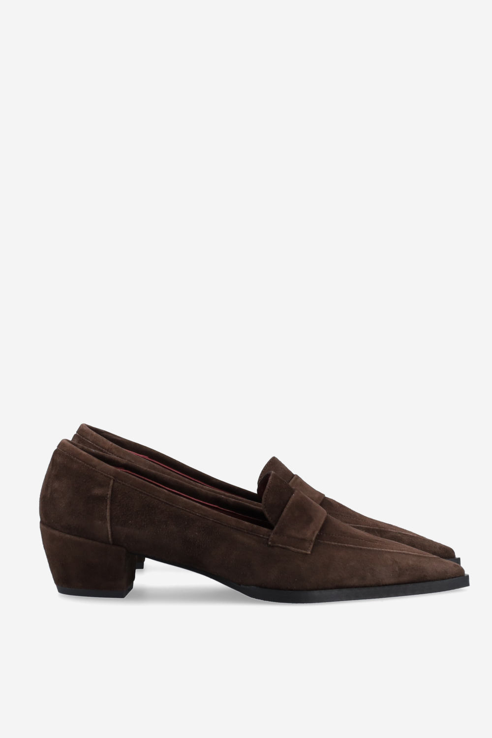 Pointed-toe suede heels