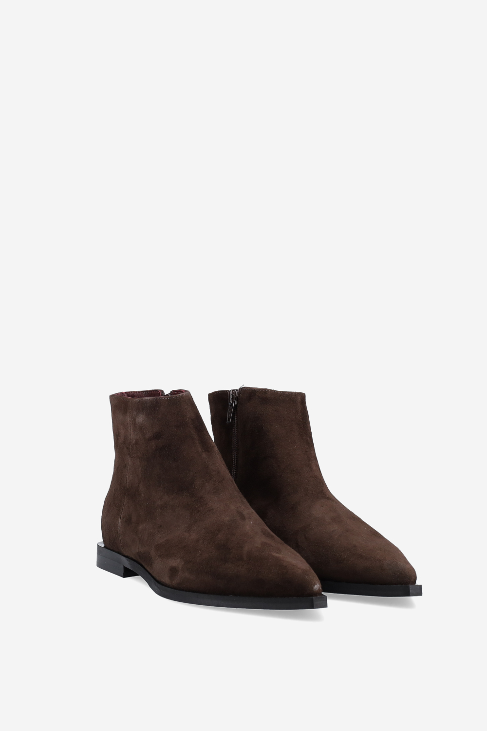 Pointed-toe suede ankle boots