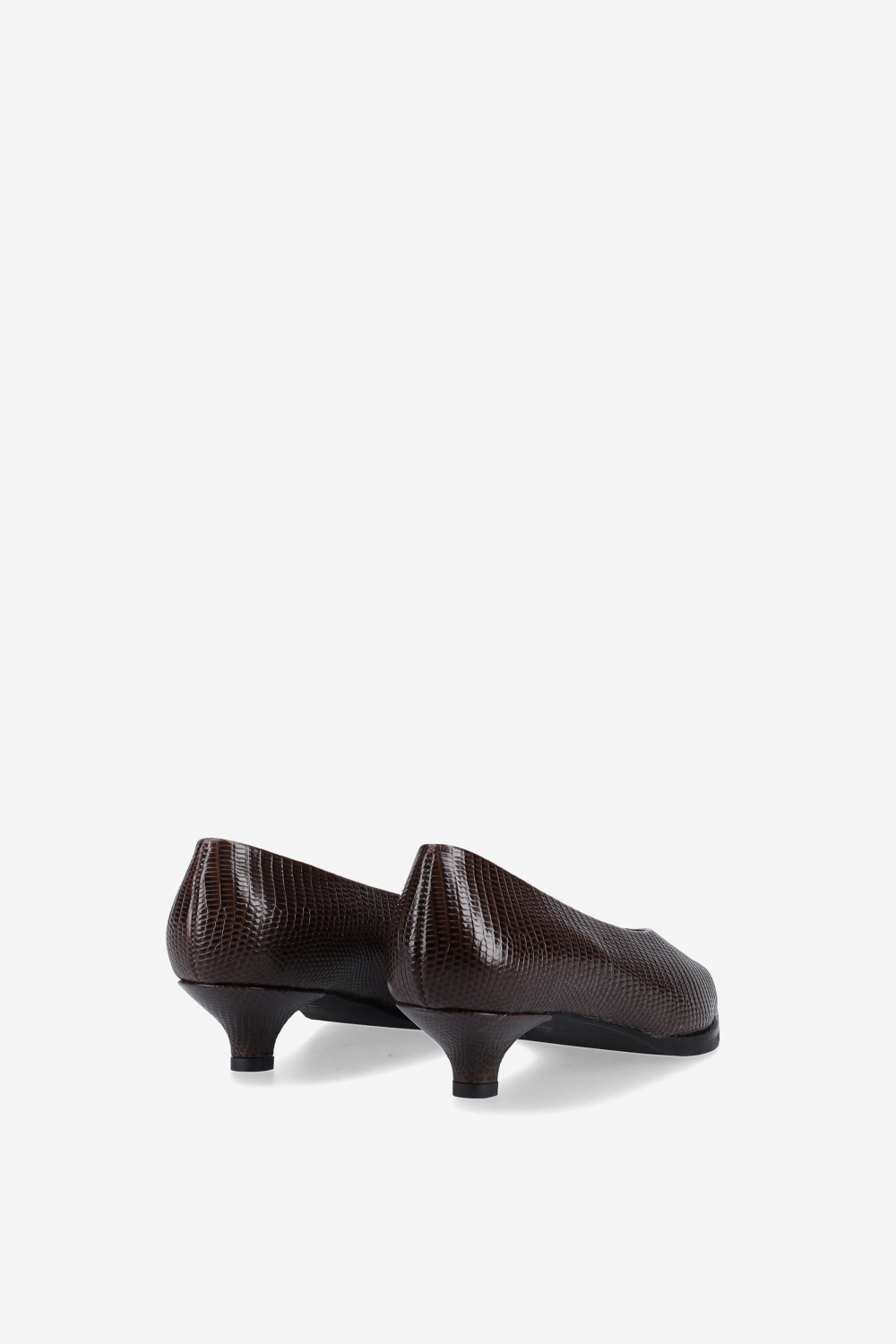Pointed-toe croco leather pumps