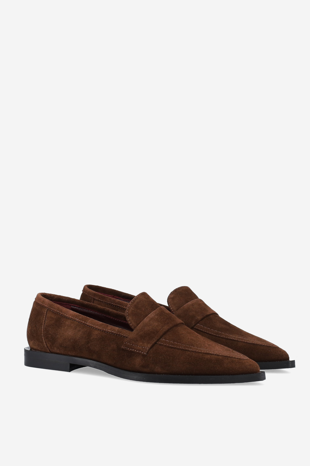 Pointed-toe suede loafers