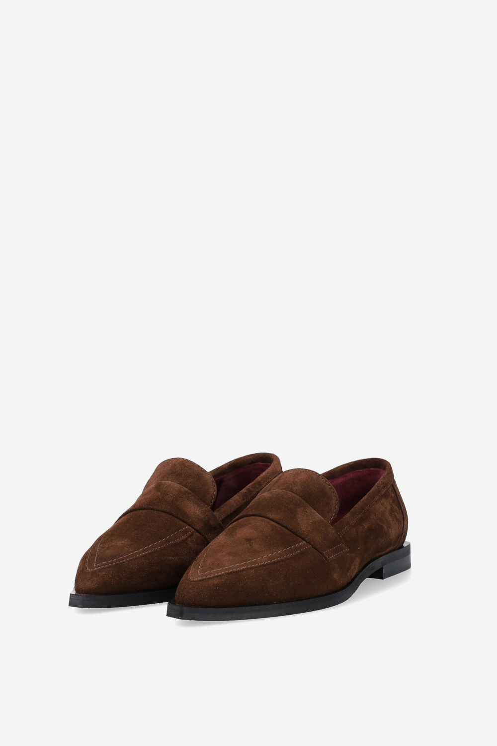Pointed-toe suede loafers