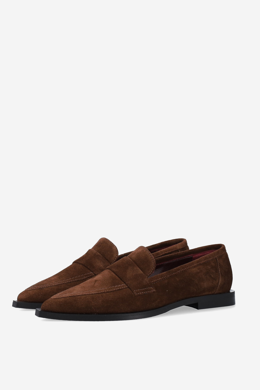 Pointed-toe suede loafers