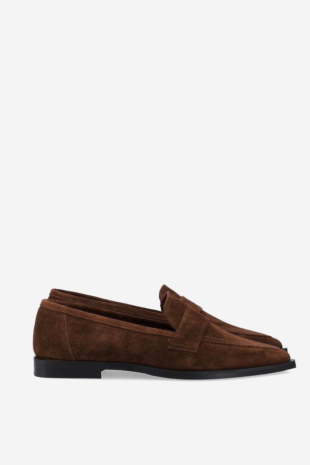 Pointed-toe suede loafers