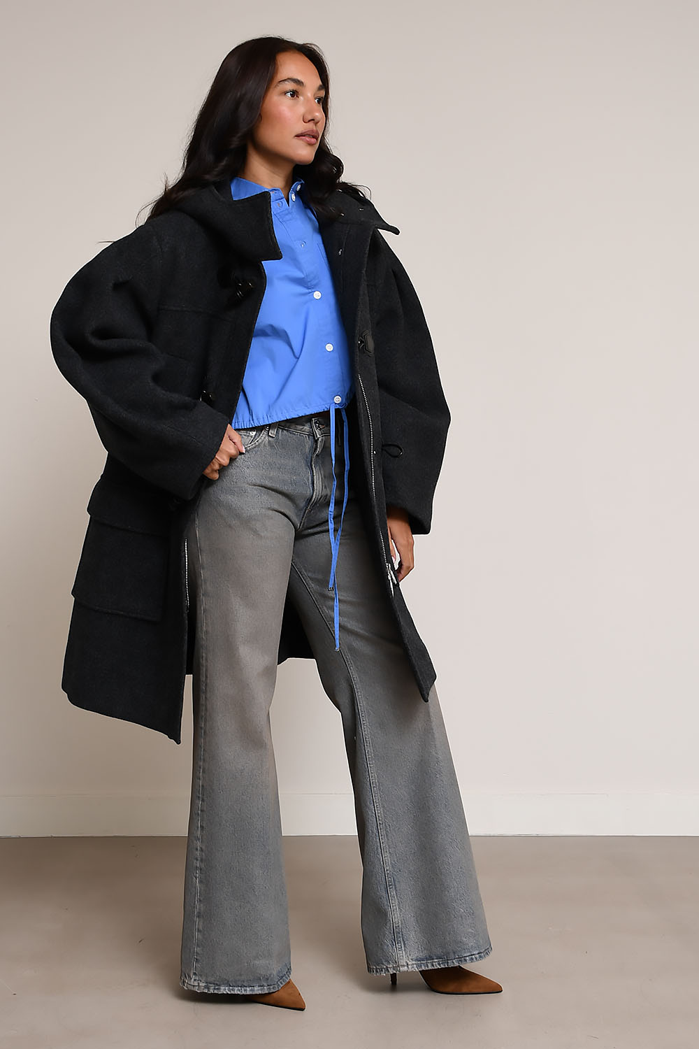 Brushed wool check midi coat - Mayke