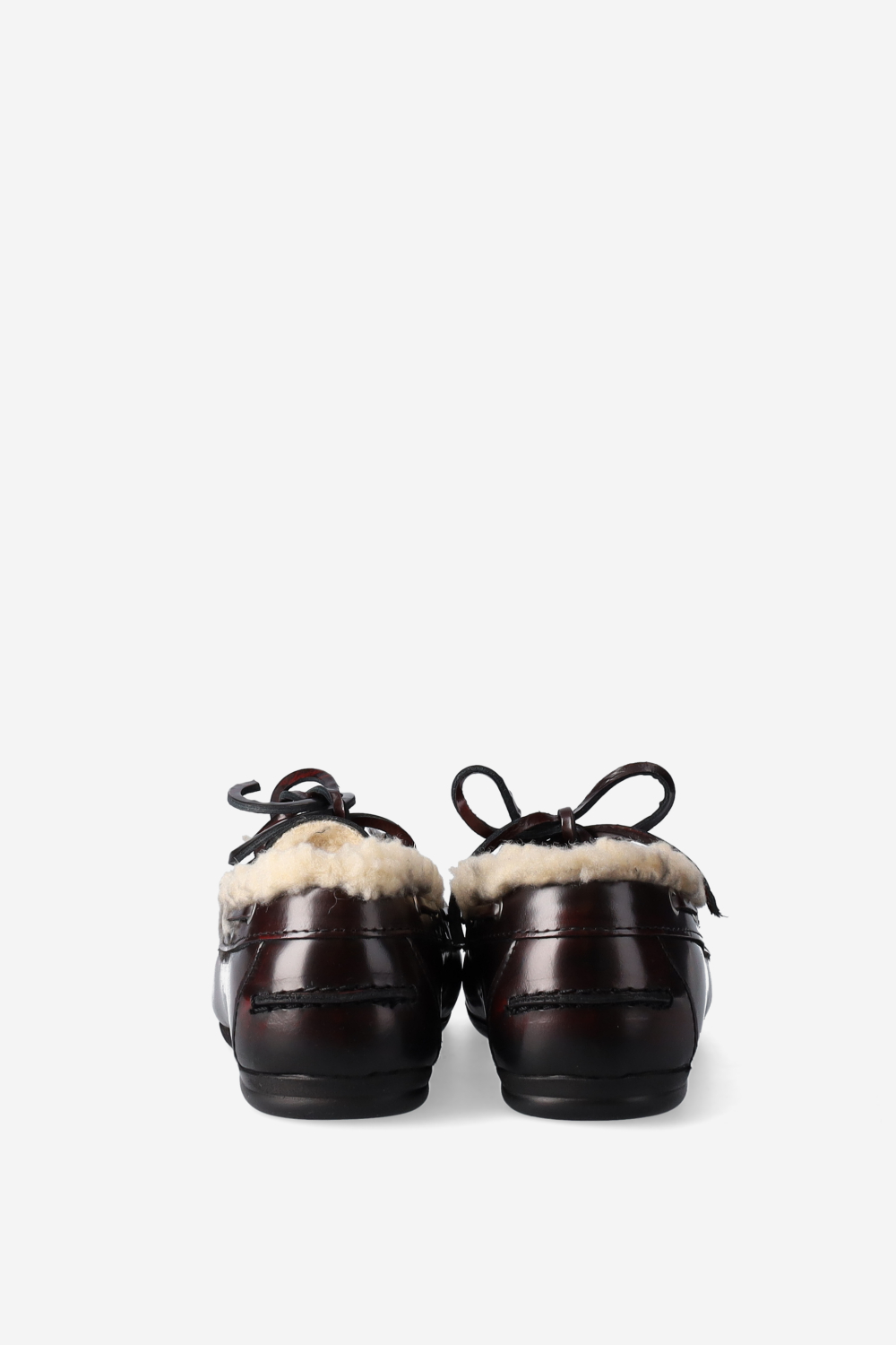 Brushed leather shearling boat loafers