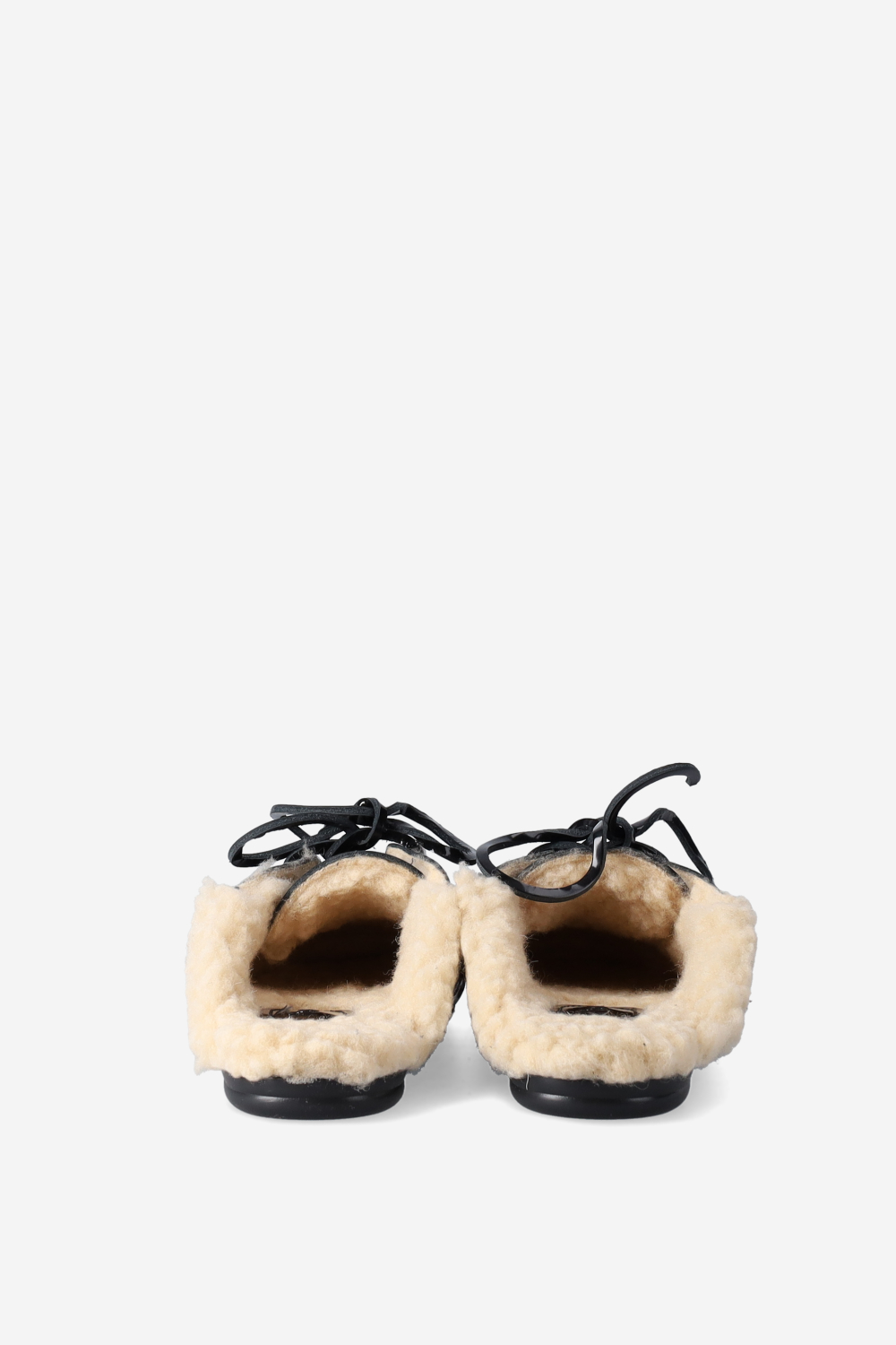Fur leather boat loafer mules