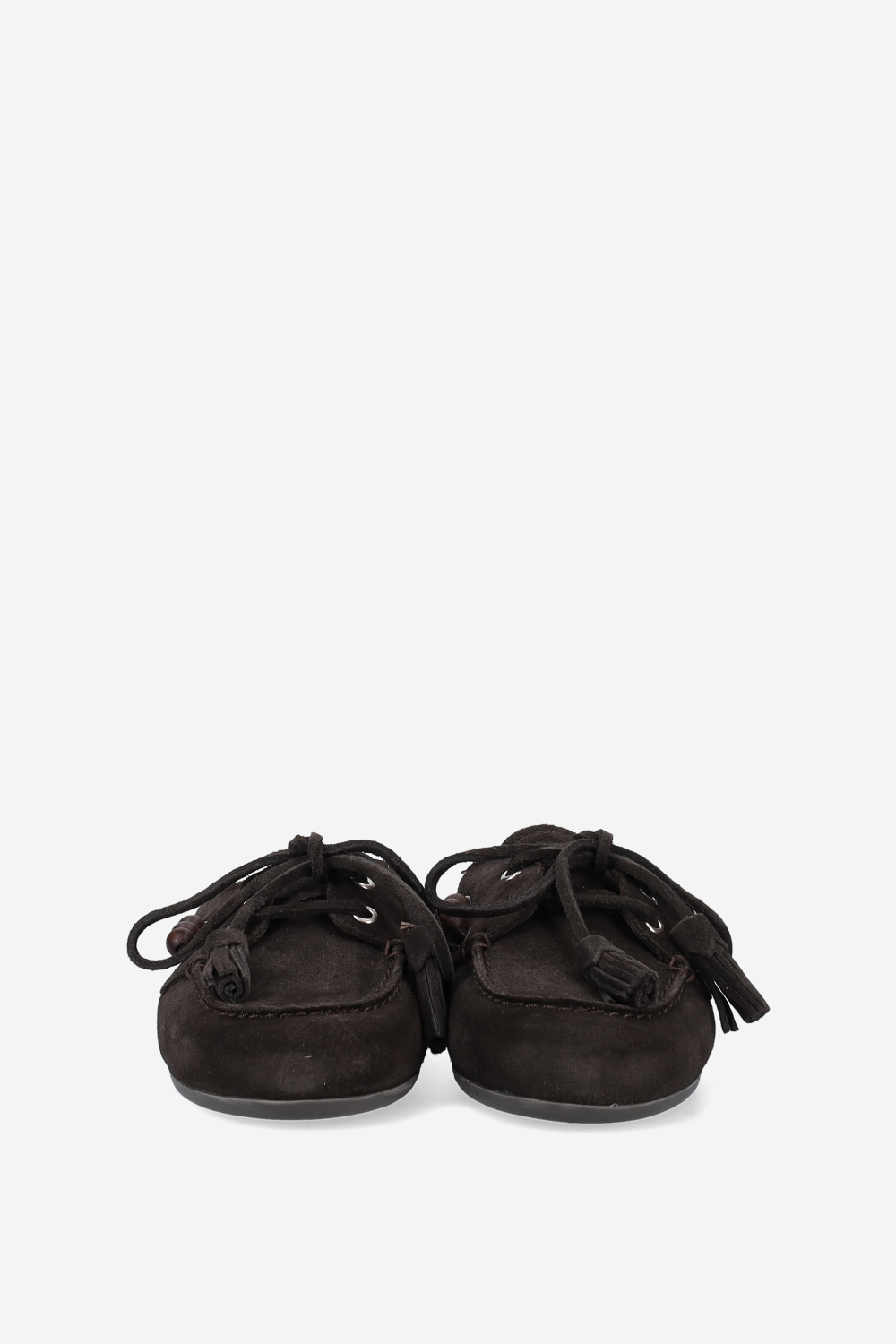 Suede boat loafer mules beads