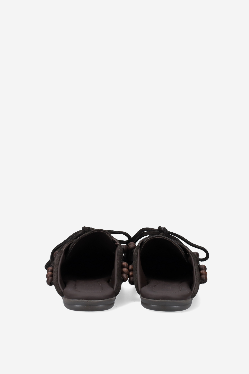 Suede boat loafer mules beads