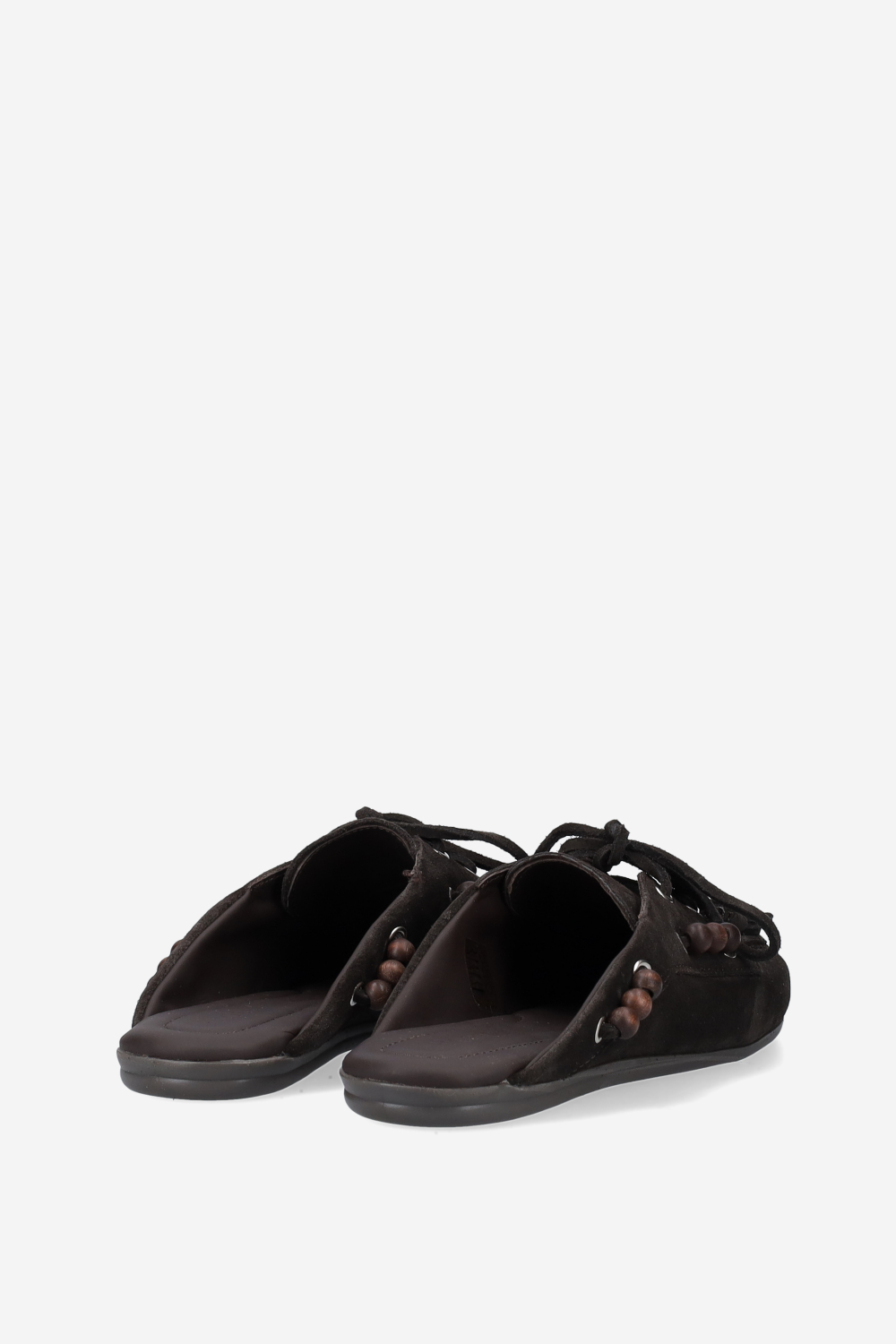 Suede boat loafer mules beads
