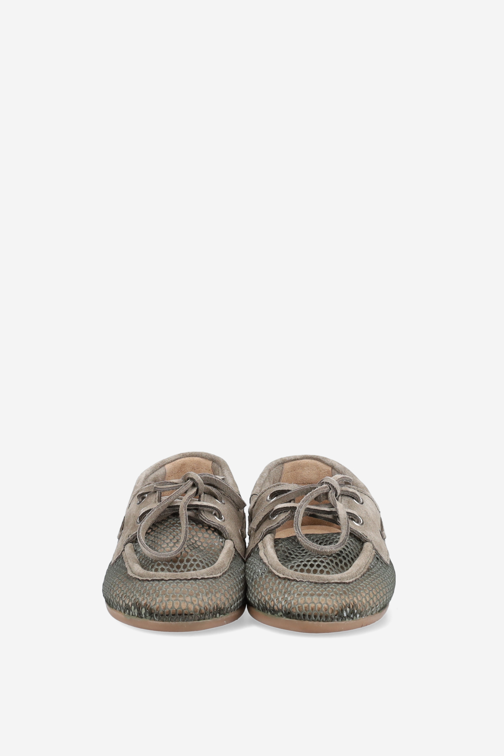 Mesh/suede boat loafers