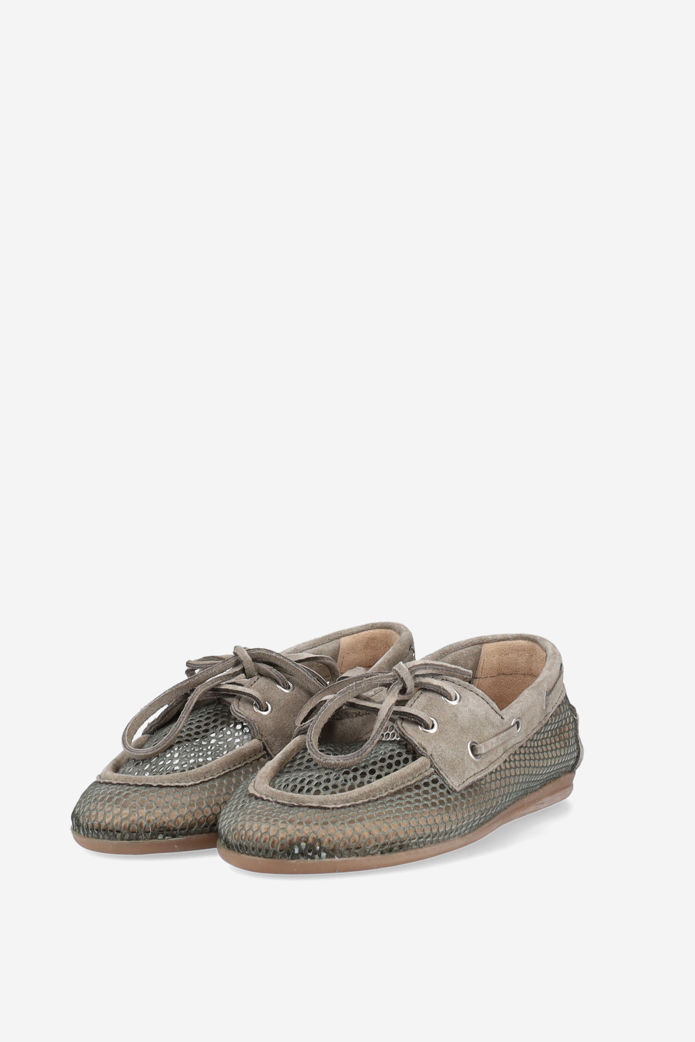 Mesh/suede boat loafers