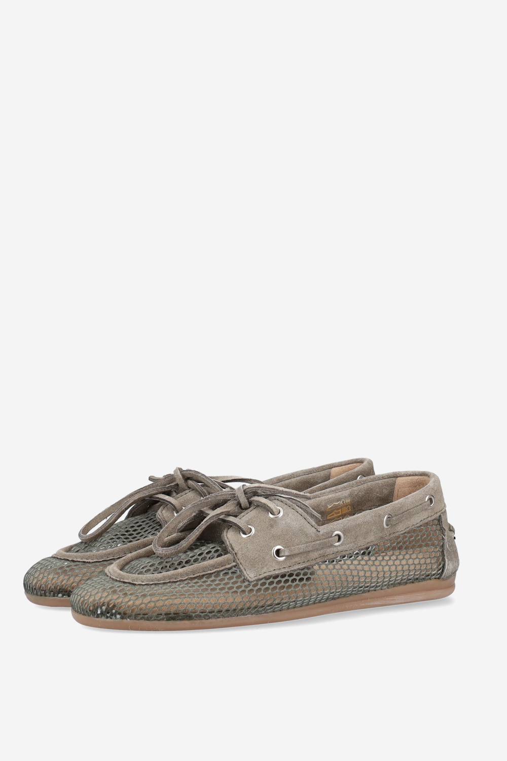 Mesh/suede boat loafers
