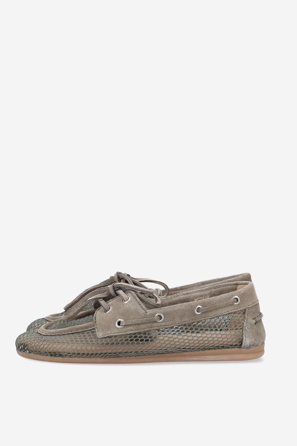 Mesh/suede boat loafers