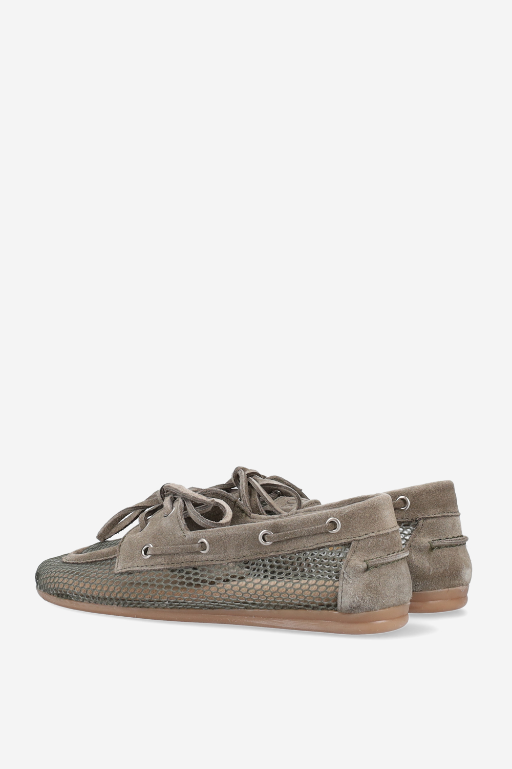 Mesh/suede boat loafers