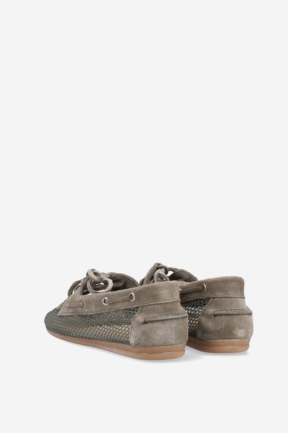 Mesh/suede boat loafers