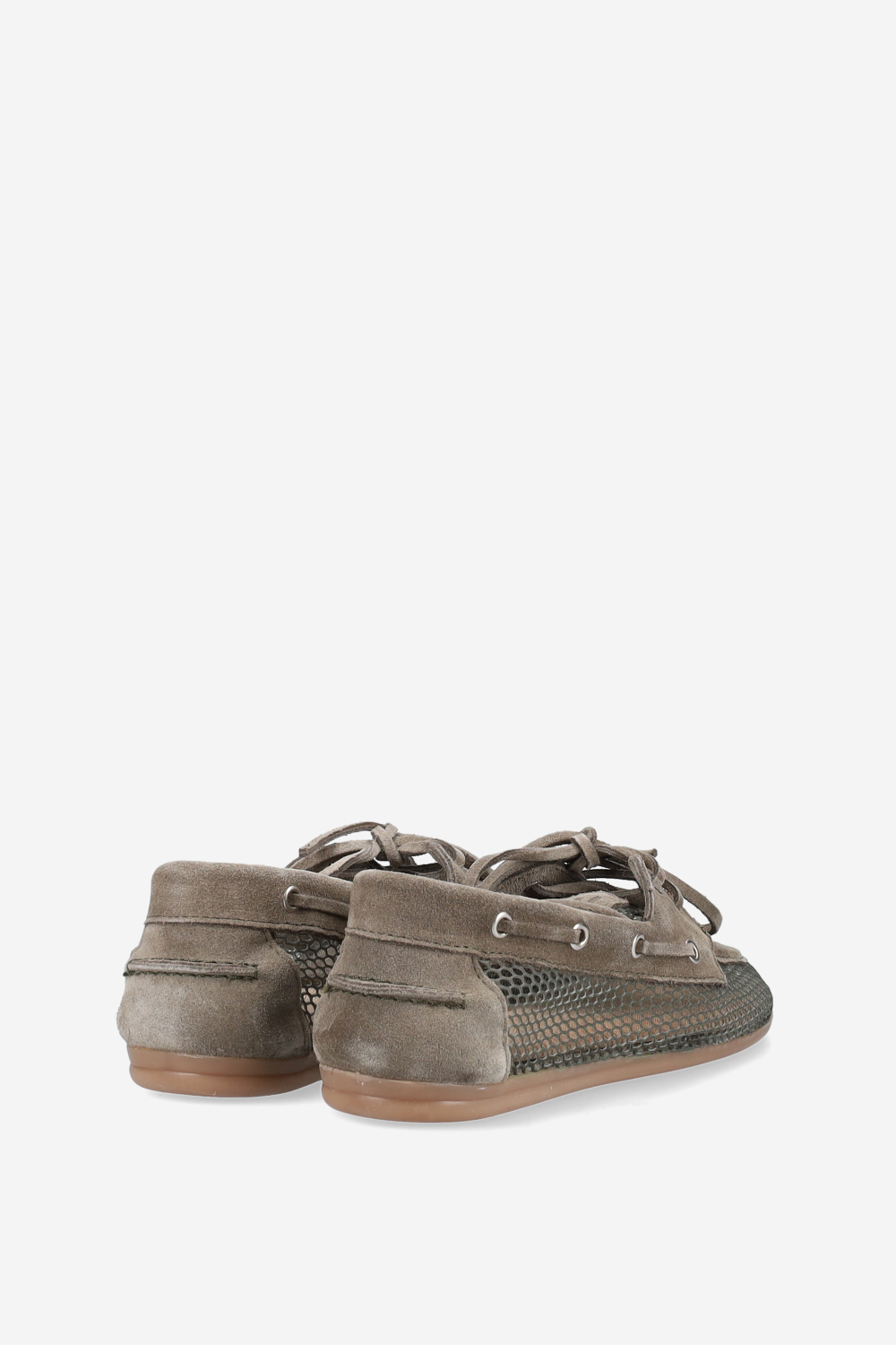 Mesh/suede boat loafers